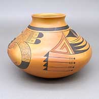 Polychrome jar with a slightly flared opening, fire clouds, and a geometric design
 by Debbie Clashin of Hopi