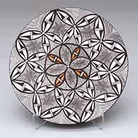 A polychrome plate with a fine line and geometric design
 by Alisha Sanchez of Acoma