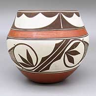 Polychrome bowl with a geometric design, click or tap to see a larger version