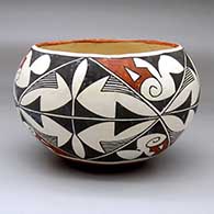 A polychrome jar decorated with a four-panel geometric design
 by Unknown of Acoma