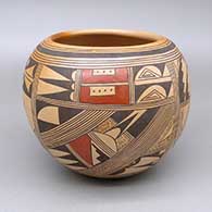 Polychrome bowl with fire clouds and a geometric design
 by Rondina Huma of Hopi