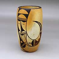 A polychrome cylinder decorated with a two-panel bird element and geometric design
 by Unknown of Hopi