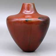 A high-shouldered brown jar decorated with fire clouds, click or tap to see a larger version