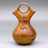 A brown wedding vase with a cornstalk applique on both sides, click or tap to see a larger version