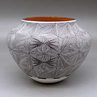 A polychrome jar decorated with a snowflake fineline and geometric design
 by Franklin Peters of Acoma