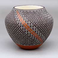 Polychrome jar with a painted fine line and geometric design
 by Amanda Lucario of Acoma