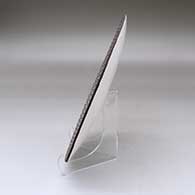 A black on white plate decorated with a North Star fineline and geometric design, click or tap to see a larger version