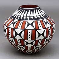 A polychrome jar decorated with a geometric design
 by Sandra Victorino of Acoma