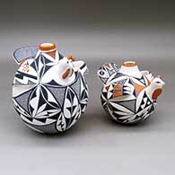 A pair of polychrome turkey effigy jars
 by Adrian Trujillo of Acoma