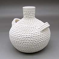 A corrugated jar with a short neck and handles
 by Jackie Shutiva of Acoma