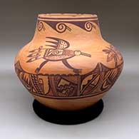 A polychrome jar decorated with a four-panel bird, bird element and geometric design
 by Dee Setalla of Hopi