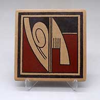A polychrome tile decorated with a geometric design
 by Stetson Setalla of Hopi