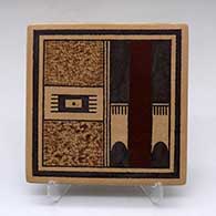 A polychrome tile decorated with a geometric design
 by Stetson Setalla of Hopi