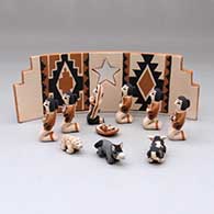 An eleven piece Jemez-style nativity, click or tap to see a larger version
