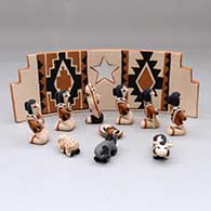 An eleven piece Jemez-style nativity, click or tap to see a larger version