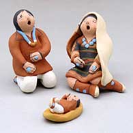 A miniature 3 piece Jemez-style Nativity
 by Mary Lucero of Jemez