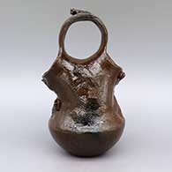Brown wedding vase with applique horned toad design and fire clouds, click or tap to see a larger version