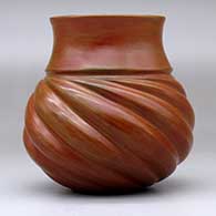 A brown melon jar with fire clouds and nine repousse ribs, click or tap to see a larger version