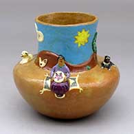 A polychrome Navajo Lifestyle pot
 by Elizabeth Manygoats of Dineh