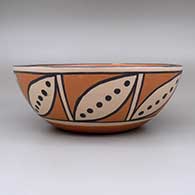 Polychrome bowl with geometric design, click or tap to see a larger version