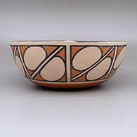 Polychrome bowl with geometric design, click or tap to see a larger version