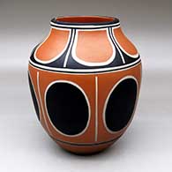 A polychrome jar decorated with a geometric design
 by Thomas Tenorio of Santo Domingo