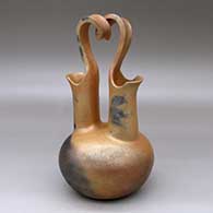 A golden micaceous wedding vase with a coiled bridge and fire clouds
 by Eric Marcus of Taos