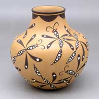 A polychrome water jar decorated with a dragonfly and geometric design
 by Anderson Jamie Peynetsa of Zuni